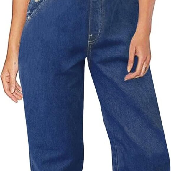 Women's Wide Leg Stretch Denim Overalls – Adjustable Straps, Casual Work Jeans J - Picture 1 of 7